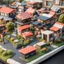 Placeholder: sushi neighborhood diorama, suburban houses made from colossal sushi blocks, sushi textures, fantastical, mega detailed, photoreal, maximalism, dynamic composition, sign post says "SUSHI LANE"