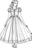 Placeholder: Outline art for coloring page OF 1945 MARY JANE DRESS FOR GIRLS, coloring page, white background, Sketch style, only use outline, clean line art, white background, no shadows, no shading, no color, clear