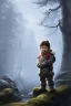 Placeholder: Little man in Japanese clothes, nature while it is raining , winter rain,dramatic scene , unreal engine