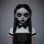 Placeholder: Jenna ortega with wednesday addams black dress,soft goth libstick, wednesday addams make up, dramatic lighting, highly detailed, volumetric lighting, unreal engine, 8k