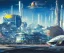 Placeholder: Spaceport on a heavy industrialized planet with a vibrant city in the background and a starting spaceship in the foreground, art by John Berkey, buildings with glass facades, insanely detailed, vibrant, 8k uhd, cinematic atmosphere, ultra-wide angle, street level view, brush strokes, blue sky with clouds, sharp focus