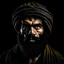 Placeholder: real iraqi man looked like lion with black background