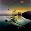 Placeholder: dusk landscape with lake,boat and human body, universe-like Soap Bubble,complex surgical instruments mixed with human body-like musical instruments,minimalism,Painting By Adrian Ghenie, Rene Magritte, Salvador Dali, Lucian Freud