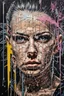 Placeholder: Ultra detailed medium portrait painting of a vacuumed face under a plastic bag, no air, tight, torn up punk poster, broken circuitry background, matrix effects, punk visual art, punk art aesthetic, graffiti art, pop surrealism, collage art, cluttered paint glitches