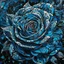 Placeholder: A detailed high quality surreal painting of a delicate, shimmering single blue animorphic rose that had a small pretty face in its petals, pouting, background is a blurred black and white hypnotic pattern, very mod, 1960s inspired art, psychedelic, highly detailed conceptual art, mixed media collage, dark fantastical atmosphere, fine lines, dali-esc, beautiful and natural, strange art, optical illusion