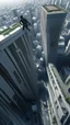 Placeholder: A top view of a high building and some one is jumping , top view surrealism of the dark of a nightmare ten miles high and six foot deep, hyper photorealistic, hyper detailed clear art color, high resolution, octane render, tilt shift, HDRI Environment, all pictures gray