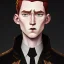 Placeholder: general hux 3/4 view, wearing a black First Order uniform, serious, imposing figure, thick eyebrows, digital art, wearing a black First Order uniform, green eyes, gray background, sepia filter