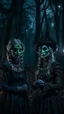 Placeholder: Halloween Cthulhu portrait of frozen Eliza and her creepy sister, full moon, in dark forest grove, down-light, shot on Hasselblad h6d-400c, zeiss prime lens, bokeh like f/0.8, tilt-shift lens 8k, high detail, smooth render, down-light, unreal engine, prize winning