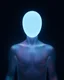 Placeholder: atmospheric, low contrast, sfumato, holoprint, humanoid form with a faceless glowing oval head, multi-colored soft glowing colors, minimalist, dark background, an image of interest
