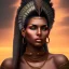 Placeholder: fantasy setting, woman, dark-skinned, indian, mohawk haircut