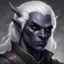 Placeholder: Generate a dungeons and dragons character portrait of the face of a male gloom stalker ranger ugly drow with a bow on his back. He has white hair, eyebrows.