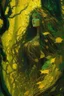 Placeholder: In the heart of a dense and enigmatic forest with towering ancient trees cloaked in emerald, yellow and amber foliage stands an ethereal beauty, her face is perfect, her lustrous hair cascading in ebony waves down to her slender waist she is slowly turning into a tree herself