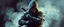 Placeholder: gritty air brush 3d with pen outline, depressed ninja warrior, motion blur background