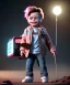 Placeholder: Marty mcfly Emmet brown toddler, full body, delorean, dramatic lighting, hyper realistic