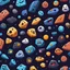 Placeholder: cartoon asteroids with faces