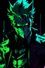 Placeholder: A very close picture to Mix between the joker and batman in solo leveling shadow art style with neon green details