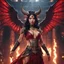 Placeholder: HD Asian winged demoness diablo's styled, inspired from Lilith myth, ruined temple background, cinematic lightning, sharp focus, intricate details