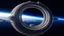 Placeholder: circular, tube, space station over a planet, photorealism