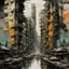 Placeholder: Double exposure city made from geometric shapes by Dan Mountford, by John Stephens, by Russ Mills, by H.R. Giger, impressionism, splash art, muted complimentary colors, rule of thirds, weird landscape, twisted noir mindbending geometric progressions.