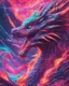 Placeholder: Close up shot, Dragon in a vibrant synthwave dreamscape, neon chaos swirling energetically around pixelated forms, a dynamic fusion of retro gaming nostalgia and futuristic abstraction