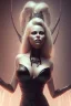 Placeholder: Pamela Anderson as evil queen in black leather, leather, busty, cleavage, angry, stern look. character design by cory loftis, fenghua zhong, ryohei hase, ismail inceoglu and ruan jia. unreal engine 5, artistic lighting, highly detailed, photorealistic, fantasy