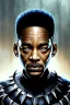 Placeholder: Potrait of Will Smith in black panther suit, agry yelling, dark forest, intricate details, full portrait, keep head in frame, highly detailed, digital painting, concept art, sharp focus, , dynamic lighting, HDR, octane render