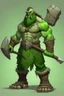 Placeholder: A tall green halforc barbarian