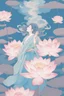 Placeholder: wind blowing from below, loose lines, only lotus flowers, glowing from within, pastel colors, sense of liberation, concept art, art by james jean, takato yamamoto, 4k, concept art, illustrative, transparent background