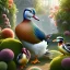 Placeholder: pixar style, volumetric summer garden environment and background, realistic painting of an mandarin duck, looking excited, volumetric lighting, dramatic lighting, detailed digital painting, extreme dense and fine fur, anime, ornate, colour-washed colors, elegant, small minutiae, tiny features, particulars, centered, smooth, sharp focus, renderman gofur render, 8k, uhd, detailed eyes, realistic shaded volumetric lighting, sunlight caustics, backlight, centered camera view