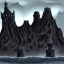 Placeholder: dnd, fantasy, black castle, black sand, illustration, demonic, brutalist