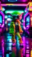 Placeholder: sexy stunt furry hairy alien pimp tap dancer fashion gremlin in telephone both parked in dark neon lit reflective wet arcade hall tunnel,bokeh like f/0.8, tilt-shift lens 8k, high detail, smooth render, down-light, unreal engine, prize winning