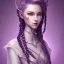 Placeholder: Handsome, Beautiful, Non-binary, Purple, dark witch, pale skin, short hair with braids