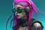 Placeholder: mermaid cyberpunk some fish scales on face pink hair dreadlock sunglasses entire body