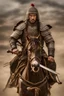 Placeholder: Close-up of a warrior the 1200s and a Mongol warriors portrait , strong athletic build cinematographic photo