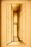Placeholder: dibujo de ascensor abierto visto desde el pasillo dibujado en de pergamino antiguo color ocre y vacio
