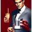 Placeholder: portrait of henry cavill as james bond, drinking a martini, red and golden, cinematic, noir, hd, 4k