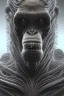 Placeholder: ape alien, head,8 eyes, evil, 8k, with hairs, finely detailed, photo realistic, HR Giger style