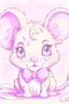 Placeholder: A drawing of a cute pink mouse with one bow on her head