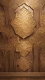 Placeholder: Hyper Realistic Bright-Glowing-Golden-Islamic-architecture-pattern on rustic-brown-rustic wall