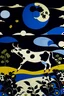 Placeholder: una vaca saltando en la llanura pampeana argentina bajo una luna brillante al estilo de Henri Matisse