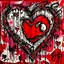 Placeholder: Valentine's Day heart, dramatic Ink illustration by Jonathan Meese, emo, romantic horror, expressionism, saturated crimson colors