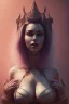 Placeholder: Lili Marlene as evil queen in black leather, busty, cleavage, curvy, angry, stern look. character design by cory loftis, fenghua zhong, ryohei hase, ismail inceoglu and ruan jia. unreal engine 5, artistic lighting, highly detailed, photorealistic, fantasy