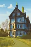 Placeholder: Disused, Victorian Manor House, Blue Sky, Over-Grown Fields, Vector Art