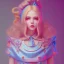 Placeholder: "Alice in the wonderland"blonde woman, purpurin, minimal latex dress, oversize velvet coat, gradient color, BLUE, PINK, CYAN, neon, insanely detailed, 16k resolution, perfect eyes, cinematic smooth, intricate detail