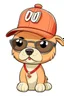 Placeholder: a cartoon DOG wearing a cap and sunglasses, HOLDING ARE WRRITTEN BELO READ