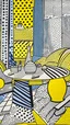 Placeholder: A yellowish orange small fairy kingdom painted by Roy Lichtenstein