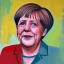 Placeholder: expressionist painting of angela merkel on a horse