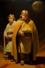 Placeholder: 1970's dark fantasy cover dnd style oil painting of a fat obese luke skywalker and obi-wan kenobi and han solo with minimalist far perspective