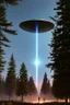 Placeholder: year is 1966 (a bunch of school kids) see ufo flying over tall pine trees, concept art, by Asaf Hanuka, by Weta Digital, Electric Colors, Screen Space Global Illumination, in a symbolic and meaningful style,