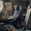 Placeholder: a portrait of an artist in his studio